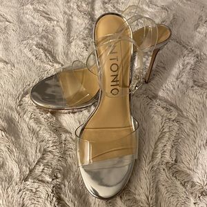 Clear Silver Platform Heel